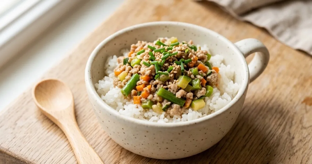 ホットクックで作る「豚ひき肉丼」（1歳〜幼児食向け）