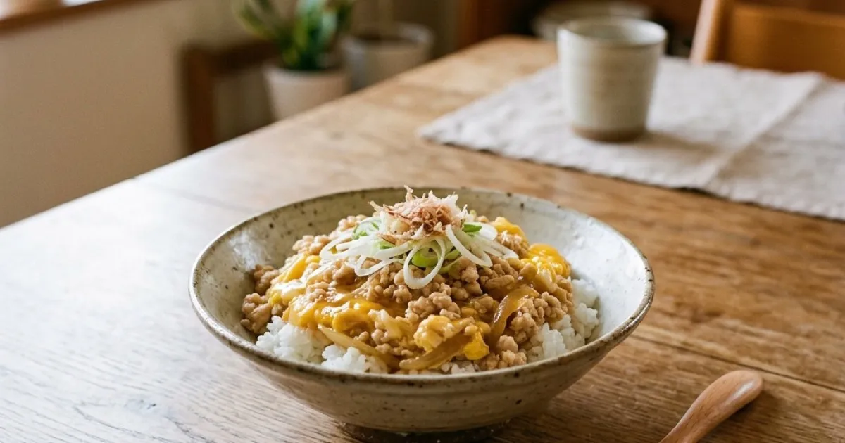 【幼児食】卵1個と鶏ひき肉で「なんちゃって親子丼」。ワンパンで作る鶏そぼろ卵とじ丼