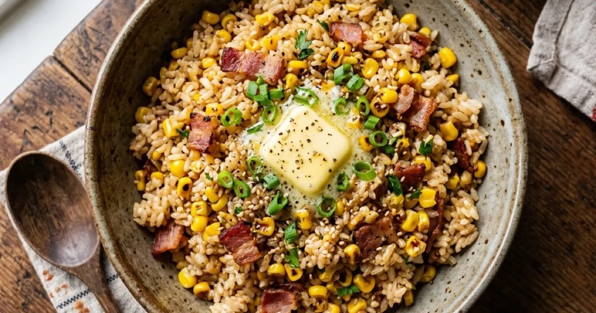 ホットクック・炊飯器でおまかせ！コーンとベーコンのバター醤油ピラフ