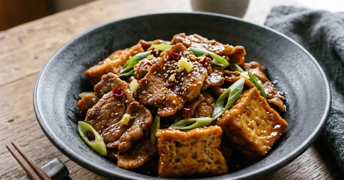 【ホットクック】材料2つで完結！豚肉と厚揚げの生姜焼き風