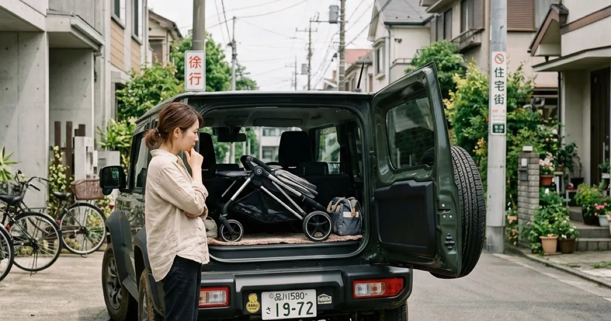 ジムニーノマドの洗礼！？A型ベビーカーで荷室が埋まる問題と、私の出した結論